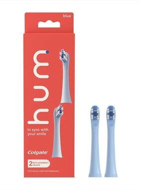 NEW Hum by Colgate Replacement Toothbrush Heads, 2 Pack Blue